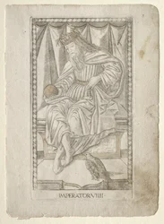 The Emperor from the Tarocchi, serie E: Conditions of Man, #9, före 1467.
