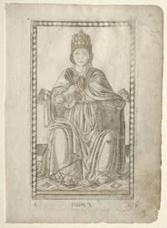 The Pope from the Tarocchi, serie E: Conditions of Man, #10, före 1467.