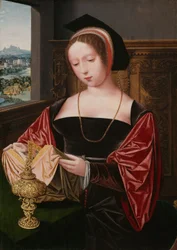 En läsande dam (Sankta Maria Magdalena), ca 1530 (olja på pannå)