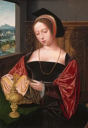 En dam som läser Maria Magdalena, cirka 1530.