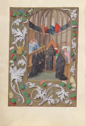 Hours of Queen Isabella the Catholic, Queen of Spain: Fol. 219v, Begravningsgudstjänst, c. 1500.