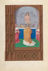 Hours of Queen Isabella the Catholic, Queen of Spain: Fol. 264v, Sankt Gregorius mässa, ca. 1500.