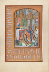 Hours of Queen Isabella the Catholic, Queen of Spain: Fol. 87v, Mässfirande, ca. 1500.