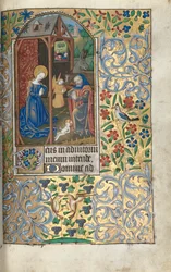 Tidsbok Användning av Rouen: fol. 56 r, Tillbedjan med herdarnas födelse, ca. 1470.