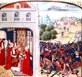 Invigning av påven Gregorius IX i Avignon Frankrike (pontifikat 1227-1241) av Jean Froissart (vellum)
