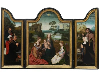 Jungfru och barn med St. Catherine och St. Barbara, ca 1520-25 (olja på panel)