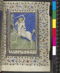 Harley 2952, f.21 St. George and the Dragon, 