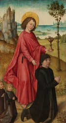 En donator och hans två söner med Johannes evangelisten, ca 1480 (olja på pannå)