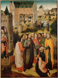 Den helige Petrus liv: Jesus överlämnar nycklarna till Sankt Petrus (oljemålning)