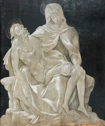Sörjande den döde Kristus (Pietà), mästaren på Madonna av Manchester