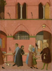 Sankt Antonius delar ut sina rikedomar till de fattiga, ca 1430-1435 (tempera på poppelpanel)