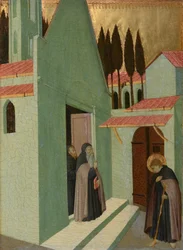 Sankt Antonius lämnar sitt kloster, ca 1430-1435 (tempera på poppelpanel)