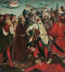 Martyrskapet av Saint Oswald vid slaget vid Maserfield, ca. 1480-1485.