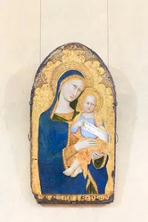 Madonnan med barnet, Mästaren till Madonnan i Palazzo Venezia, Siena, verksam under första hälften av 1300-talet, Nationalgalleriet för äldre konst, Rom, Italien