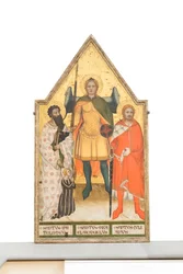 Ärkeängeln Sankt Mikael, Bartolomeus, Julian och donatorn, ca 1360-1365 (panel)
