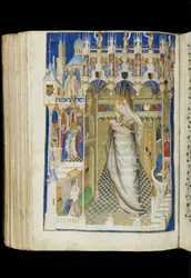 Ms 62 f.141v, Madonna and Child, från a Book of Hours, franska, c.1445-50