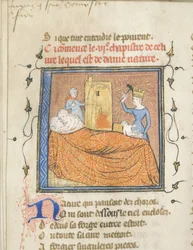 Miniatyr från ett manuskript av Roman de la Rose av Guillaume de Lorris och Jean de Meun, ca 1365