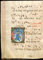 Jungfruns antagande, f.72v från ett gradvis, sent 1400-tal (bläck, tempera och bladguld på pergament)
