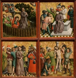 Altartavla med Kristi lidande, ca 1440-talet (olja och guld på trä)