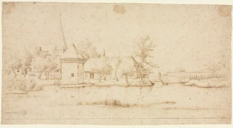 Landskap med en Moated Village
