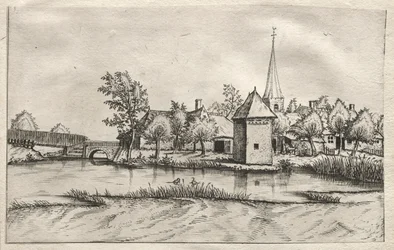 Utsikt över byar i Brabant och Campine: A Moated Village, ca. 1561.