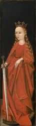S:ta Katarina [högra flygeln exteriör], ca 1480-1490 (olja på pannå)