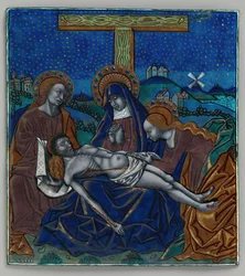Triptykpanel med Pietá, franska, 1400-1500-tal.