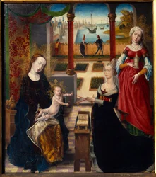Jungfru och Sankta Maria Magdalena Målning av Mästaren över utsikten över Sainte-Gudule (1400-talet) (ec.flam.) 1475 Lièges konstmuseum