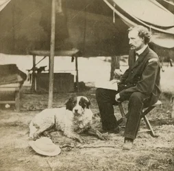 General Custer (1839-76) i sitt högkvarter, ca 1864