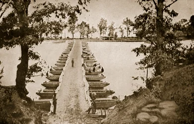 Pontoon Bridge vid djupbotten på James, 1861-65