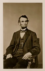 Porträtt av Abraham Lincoln (1809-65) (bw-foto)