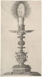 Ljusstake med tända ljus från: Insigne Ac Plane Novum Opus Cratero graphicum, Ein n..., 1551.