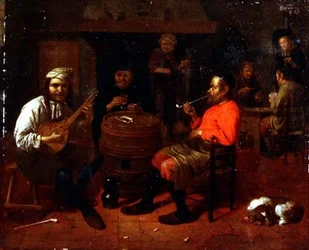 En kroginredning med mandolinspelare