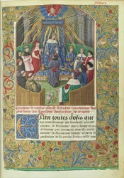Xenofons Anabasis översatt av Claude de Seyssel: dedikationsscen, manuskriptet är en gåva från översättaren till Ludvig XII.