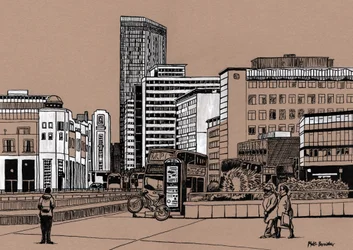 Wellesley Road - Croydon, 2016 (akrylfärg på kartong)
