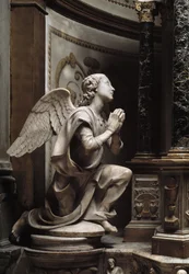 Ängel i tillbedjan Marmorskulptur av Matteo Civitali (1436-1501)