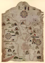Karta över Medelhavet, Svarta havet och Västeuropas och nordvästra Afrikas kuster, omkring 1559