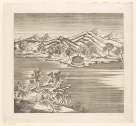 Vy över en del av det kejserliga sommarpalatset i Chengde (Jehol) i Kina