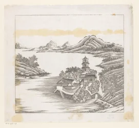 Vy över en del av det kejserliga sommarpalatset i Chengde (Jehol) i Kina