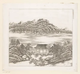 Vy över en del av det kejserliga sommarpalatset i Chengde (Jehol) i Kina