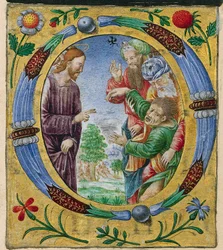Cutting from a Missal: Initial O with Christ Performing an Exorcism, ca. 1520.