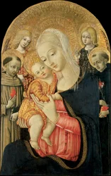 Madonna och barn med änglar och helgon