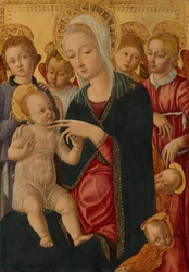 Madonna och barn med änglar och keruber, ca 1460-1465 (tempera på poppelplatta)