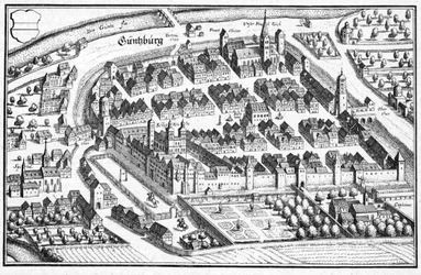 Güntzburg - utdrag ur Topographia Sueviae (Swabia)