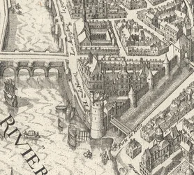 Hôtel de Nevers på Merians plan över Paris från 1615 - David Rumsey