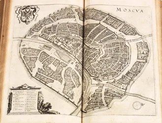 Karta över Moskva. Ur: Newe Archontologia cosmica av Johann Ludwig Gottfried, 1646.