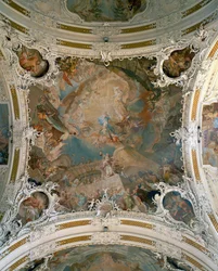 Takfresk i Wiltens kyrka, Innsbruck, Österrike (fresk)