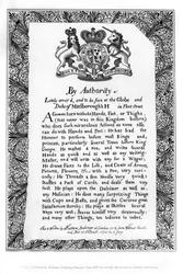 Kalligrafisk utställningsräkning av Matthew Buchinger, Dwarf of Nurnburg, 1717, 1840