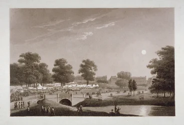 Utsikt över Serpentine och Hyde Park, London, 1814.