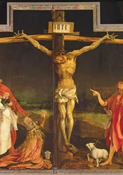 Kristus på korset, detalj från den centrala korsfästelsepanelen i Isenheim-altartavlan, ca 1512-16 (olja på pannå) (detalj av 3706)
